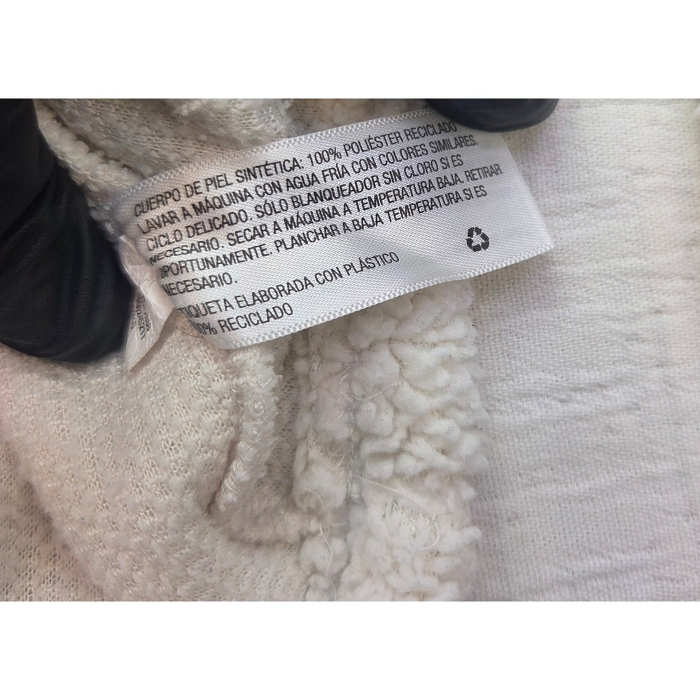 Wild Fable Cream Sherpa Cropped Hoodie XS Faux Fur Drawstring Sweatshirt White - Picture 4 of 11